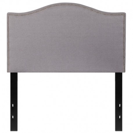 MFO Penelope Collection Twin Size Headboard with Accent Nail Trim in Light Gray Fabric