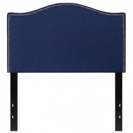 MFO Penelope Collection Twin Size Headboard with Accent Nail Trim in Navy Fabric
