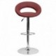 MFO Contemporary Burgundy Vinyl Rounded Back Adjustable Height Bar Stool with Chrome Base