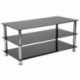 MFO Oxford Collection Black Glass TV Stand with Stainless Steel Frame