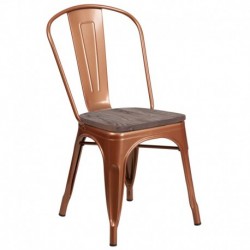 MFO Copper Metal Stackable Chair with Wood Seat