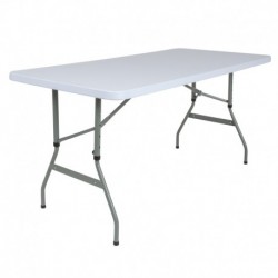 MFO 30''W x 60''L Height Adjustable Granite White Plastic Folding Table