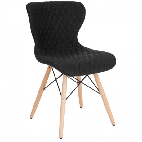 MFO Oxford Collection Contemporary Upholstered Chair with Wooden Legs in Black Fabric