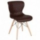 MFO Oxford Collection Contemporary Upholstered Chair with Wooden Legs in Brown Vinyl