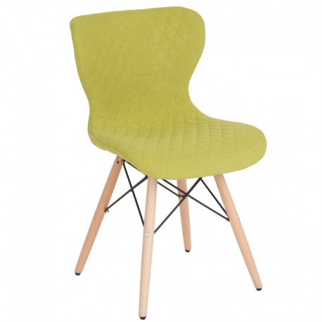MFO Oxford Collection Contemporary Upholstered Chair with Wooden Legs in Citrus Green Fabric