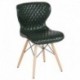 MFO Oxford Collection Contemporary Upholstered Chair with Wooden Legs in Green Vinyl