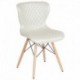 MFO Oxford Collection Contemporary Upholstered Chair with Wooden Legs in Ivory Vinyl