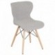 MFO Oxford Collection Contemporary Upholstered Chair with Wooden Legs in Light Gray Fabric