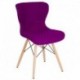 MFO Oxford Collection Contemporary Upholstered Chair with Wooden Legs in Purple Fabric