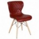 MFO Oxford Collection Contemporary Upholstered Chair with Wooden Legs in Red Vinyl