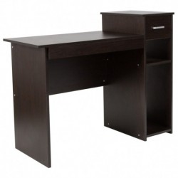 MFO Princeton Collection Espresso Wood Grain Finish Computer Desk with Shelves and Drawer