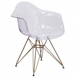 MFO Crew Collection Transparent Side Chair with Gold Base
