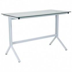 MFO Ivy Collection Glass Computer Desk with White Metal Frame