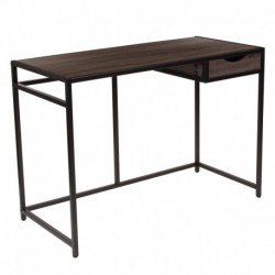 MFO Stanford Collection Driftwood Finish Computer Desk with Pull-Out Drawer and Black Metal Frame