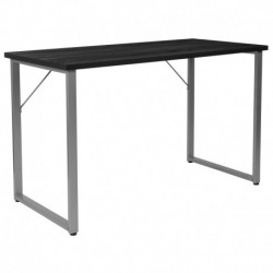 MFO Princeton Collection Black Finish Computer Desk with Silver Metal Frame