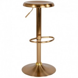 MFO Venice Collection Adjustable Height Retro Barstool in Gold Finish
