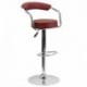 MFO Contemporary Burgundy Vinyl Adjustable Height Bar Stool with Arms and Chrome Base