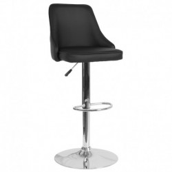MFO Stanford Collection Contemporary Adjustable Height Barstool in Black Leather