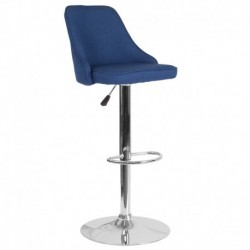MFO Stanford Collection Contemporary Adjustable Height Barstool in Blue Fabric