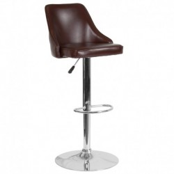 MFO Stanford Collection Contemporary Adjustable Height Barstool in Brown Leather