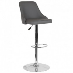 MFO Stanford Collection Contemporary Adjustable Height Barstool in Gray Leather