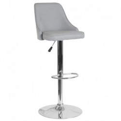 MFO Stanford Collection Contemporary Adjustable Height Barstool in Light Gray Fabric