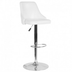 MFO Stanford Collection Contemporary Adjustable Height Barstool in White Leather