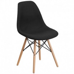 MFO Diana Collection Genoa Black Fabric Chair with Wooden Legs