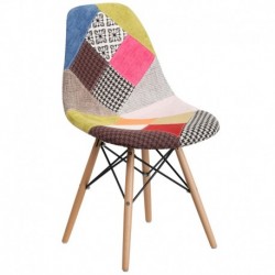 MFO Diana Collection Milan Patchwork Fabric Chair with Wooden Legs