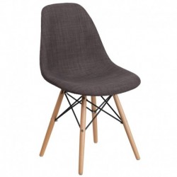 MFO Diana Collection Camila Gray Fabric Chair with Wooden Legs