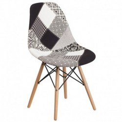 MFO Diana Collection Turin Patchwork Fabric Chair with Wooden Legs