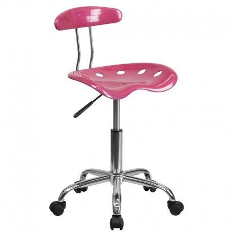 MFO Vibrant Pink and Chrome Computer Task Chair with Tractor Seat