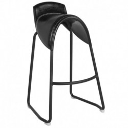 MFO Stanford Collection Saddle Chair Barstool in Black Vinyl