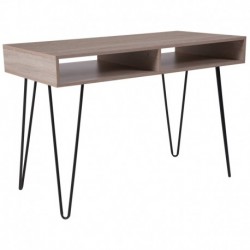 MFO Princeton Collection Oak Wood Grain Finish Computer Table with Black Metal Legs