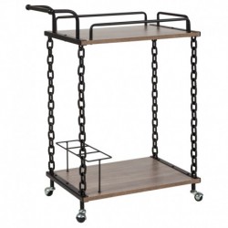 MFO Diana Collection Light Oak Wood and Industrial Iron Kitchen Serving and Bar Cart