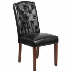MFO Oxford Collection Black Leather Tufted Parsons Chair