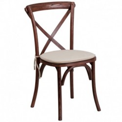 MFO Princeton Collection Stackable Mahogany Wood Cross Back Chair with Cushion