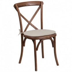 MFO Princeton Collection Stackable Pecan Wood Cross Back Chair with Cushion