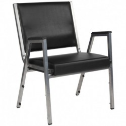 MFO Princeton 1500 lb. Rated Black Antimicrobial Vinyl Churchillatric Arm Chair with Silver Vein Frame