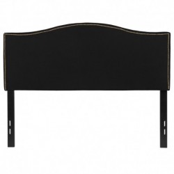 MFO Penelope Collection Full Size Headboard with Accent Nail Trim in Black Fabric
