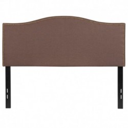 MFO Penelope Collection Full Size Headboard with Accent Nail Trim in Camel Fabric