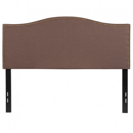 MFO Penelope Collection Full Size Headboard with Accent Nail Trim in Camel Fabric