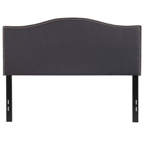 MFO Penelope Collection Full Size Headboard with Accent Nail Trim in Dark Gray Fabric