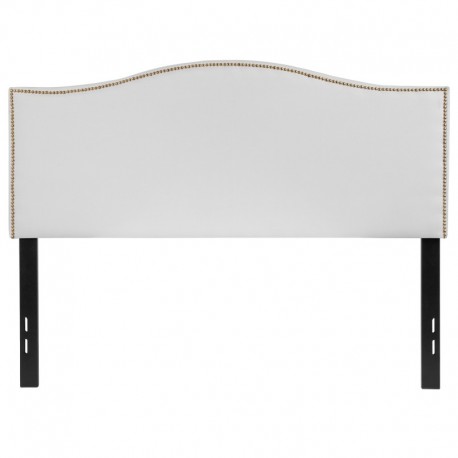 MFO Penelope Collection Full Size Headboard with Accent Nail Trim in White Fabric