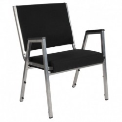 MFO Princeton 1500 lb. Rated Black Antimicrobial Fabric Churchillatric Arm Chair, Silver Vein Frame