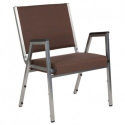 MFO Princeton 1500 lb. Rated Brown Antimicrobial Fabric Churchillatric Arm Chair, Silver Vein Frame