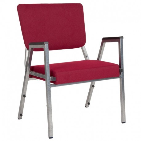MFO 1500 lb Rated Burgundy Antimicrobial Fabric Churchillatric Arm Chair, 3/4 Back & Silver Vein