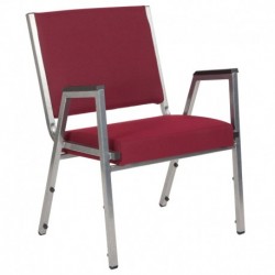 MFO 1500 lb Rated Burgundy Antimicrobial Fabric Churchillatric Arm Chair, Silver Vein Frame
