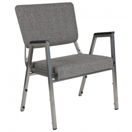 MFO 1500 lb Rated Gray Antimicrobial Fabric Churchillatric Arm Chair, 3/4 Panel Back & Silver Vein