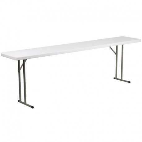 MFO 18''W x 96''L Granite White Plastic Folding Training Table